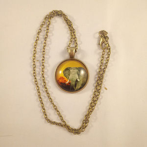 Accessories - Bronze Gold Elephant Glass Cabochon Necklace Accessories - Bronze Gold Elephant Glass Cabochon Necklace